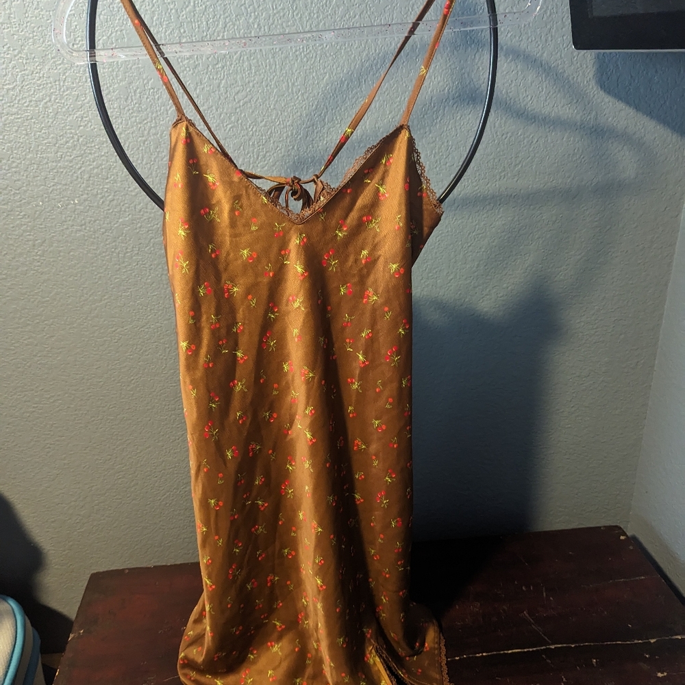 Wild Fable Lace Trim Slip Dress Copper Cherries